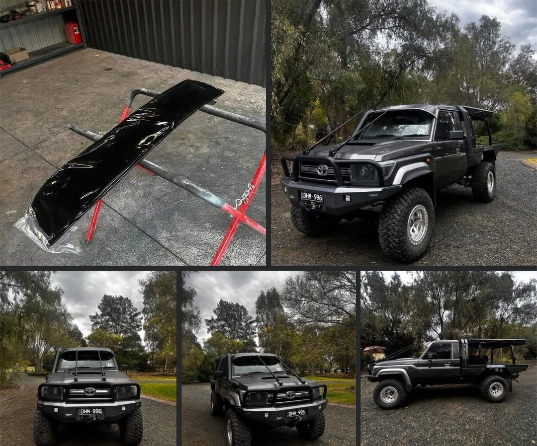 Toyota LandCruiser 79 Series Sunvisor – Gloss Black (Custom Fit)